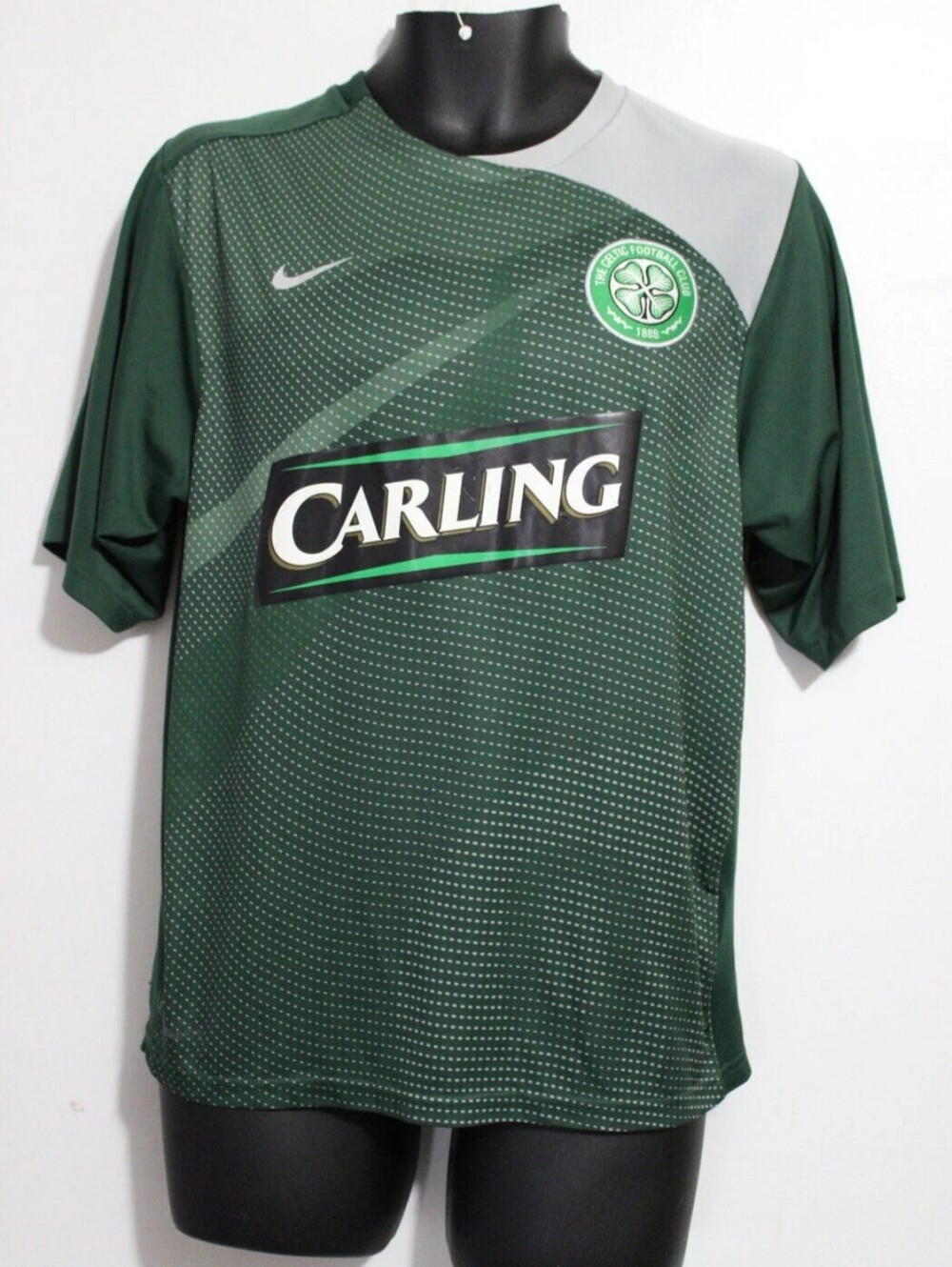 Celtic Jersey Soccer Training Shirt Mens Nike Green Size S Carling VTG Total 90